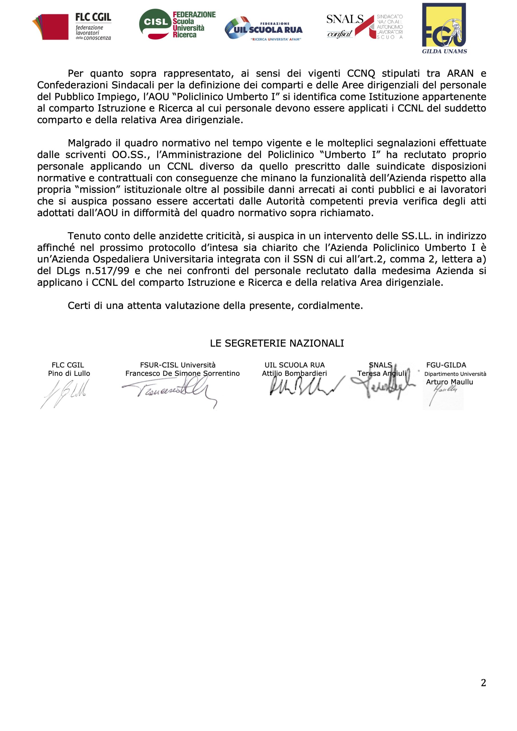 pag.2-nota-per-prot_-regione-lazio-umberto-i-scaled Comunicato Sindacale Unitario: richiesta intervento ''Rinnovo Protocollo d’intesa Regione Lazio – Università degli Studi di Roma Sapienza ai sensi del DLgs. n.517/99''